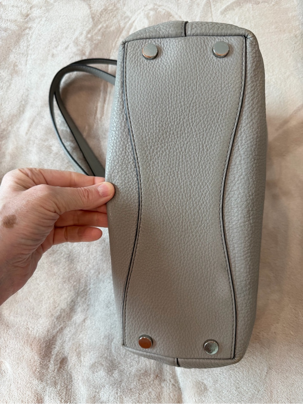 Michael Kors Taupe Pebbled Leather Shoulder Tote - Picture 8 of 9